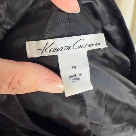 Kenneth Cole New York Women's Size M Faux Black Leather Zip Up Jacket #3407 - Picture 9 of 9